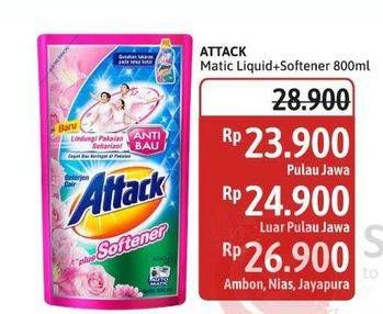 Promo Harga Attack Detergent Liquid Plus Softener 800 ml - Alfamidi