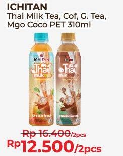 Promo Harga ICHITAN Thai Drink Milk Tea, Milk Coffee, Milk Green Tea, Mango Coconut per 2 botol 310 ml - Alfamart