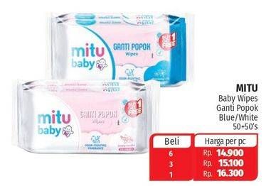 Promo Harga MITU Baby Wipes Ganti Popok Blue Charming Lily, White Lively Vanilla per 2 pouch 50 pcs - Lotte Grosir