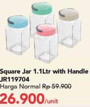 Promo Harga TRANS LIVING Square Jar With Handle 1100 ml - Carrefour