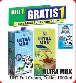 Promo Harga Ultra Milk Susu UHT Coklat, Full Cream 1000 ml - Hari Hari