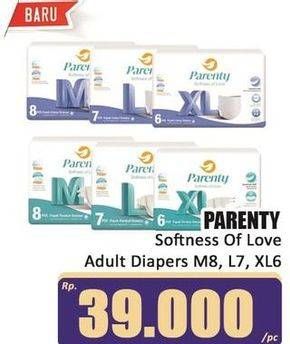 Promo Harga Parenty Softness Of Love Adult Diapers L7, M8, XL6 6 pcs - Hari Hari