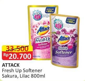 Promo Harga ATTACK Fresh Up Softener Sakura Blossom, Dazzling Lilac 800 ml - Alfamart