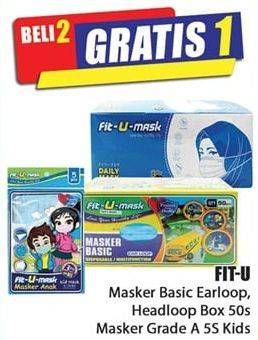Promo Harga FIT-U Masker Basic Earloop, Headloop 50 s/ Masker Grade A 5s Kids  - Hari Hari
