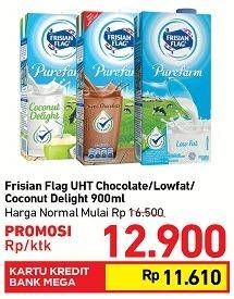 Promo Harga FRISIAN FLAG Susu UHT Purefarm Chocolate, Low Fat, Coconut Delight 900 ml - Carrefour