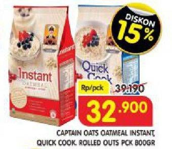Promo Harga CAPTAIN OATS Oatmeal Instant, Quick Cook, Rolled 800 gr - Superindo