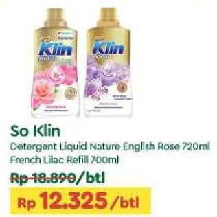 Promo Harga So Klin Liquid Detergent French Lilac, Nature English Rose 700 ml - TIP TOP