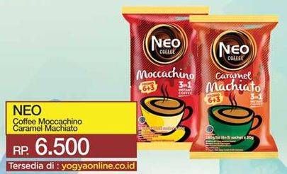 Promo Harga NEO COFFEE 3 in 1 Instant Coffee Moccachino, Caramel Machiato per 10 pcs 20 gr - Yogya