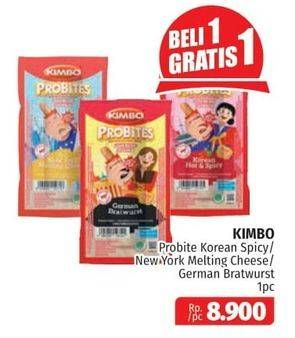 Promo Harga KIMBO Probites Korean Hot Spicy, New York Melting Cheese, Original German Bratwurst 1 pcs - Lotte Grosir