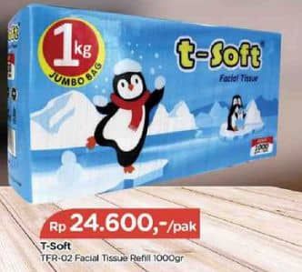 Promo Harga T-Soft Facial Tissue 1000 gr - TIP TOP