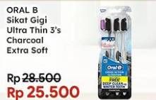 Promo Harga Oral B Toothbrush Ultra Thin Charcoal Extra Soft 3 pcs - Indomaret