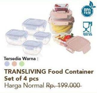 Promo Harga TRANSLIVING Food Container  - Carrefour