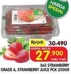 Promo Harga 365 Strawberry / Grade A Juice Grade A, Juice 250 gr - Superindo