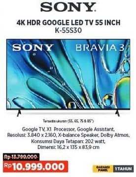 Promo Harga Sony K-55S30 4K HDR Google LED TV 55 Inch  - COURTS