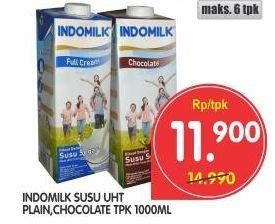 Promo Harga INDOMILK Susu UHT Plain, Coklat 1000 ml - Superindo