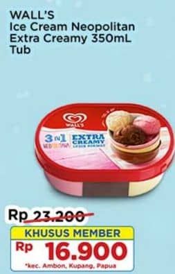 Promo Harga Walls Ice Cream Neopolitana 350 ml - Indomaret