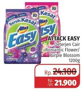 Promo Harga ATTACK Easy Detergent Liquid Romantic Flower, Purple Blossom 1200 gr - Lotte Grosir