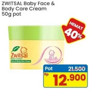 Promo Harga Zwitsal Natural Baby Face & Body Care Cream 50 gr - Indomaret