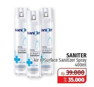 Promo Harga SANITER Air & Surface Sanitizer Aerosol 400 ml - Lotte Grosir