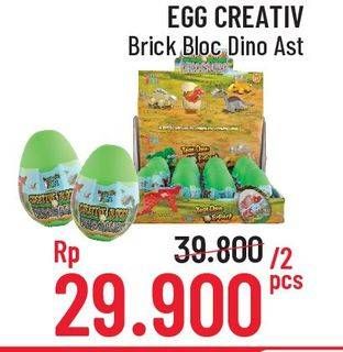 Promo Harga Egg Creative Bricks Block Dino Ast per 2 pouch - Alfamidi