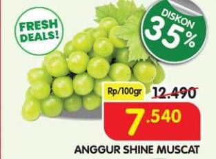 Promo Harga Anggur Shine Muscat 100 gr - Superindo