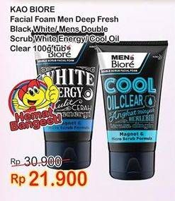 Promo Harga BIORE MENS Facial Foam Cool Oil, White Energy, Deep Fresh 100 gr - Indomaret