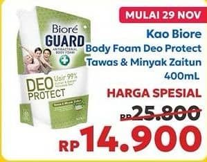 Promo Harga Biore Guard Body Foam Deo Protect Tawas Minyak Zaitun 400 ml - Indomaret