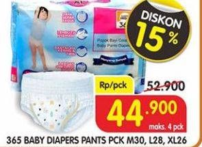 Promo Harga 365 Baby Diapers M30, L28, XL26 26 pcs - Superindo