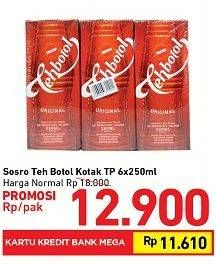Promo Harga SOSRO Teh Botol per 6 pcs 250 ml - Carrefour