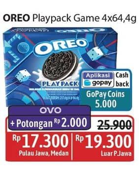 Promo Harga Oreo Biskuit Vanilla Choco Playpack per 4 bungkus 64 gr - Alfamidi