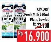 Promo Harga CIMORY Fresh Milk Plain, Low Fat 950 ml - Hypermart