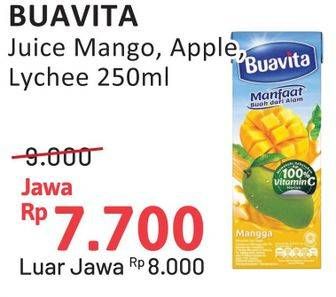 Promo Harga Buavita Fresh Juice Mango, Apple, Lychee 250 ml - Alfamidi