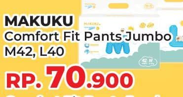 Promo Harga Makuku Comfort Fit Diapers Pants M42, L40 40 pcs - Yogya