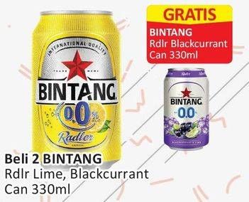 Promo Harga BINTANG Radler Zero Lime, Blackcurrant per 2 kaleng 330 ml - Alfamart