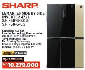 Promo Harga Sharp SJ-IF51PG-BK | Kulkas 427 L/Sharp SJ-IF51PG-CG Kulkas Inverter   - COURTS