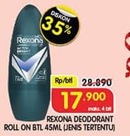 Promo Harga Rexona Deo Roll On 45 ml - Superindo