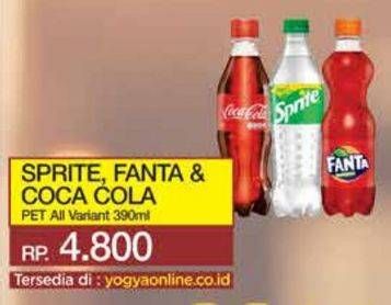 Sprite, Fanta, Coca Cola Pet all variant 390ml