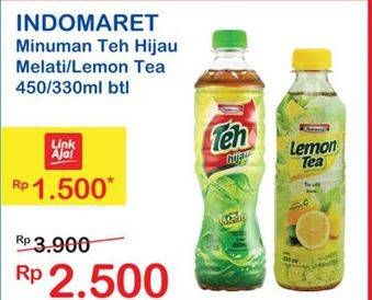 Promo Harga INDOMARET Minuman Teh Hijau Melati, Lemon 330 ml - Indomaret