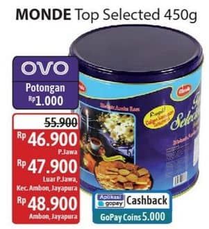 Promo Harga Monde Top Selected Biscuits 450 gr - Alfamidi