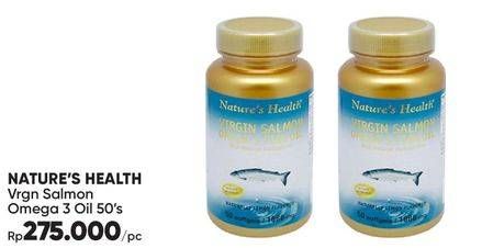 Promo Harga NATURES HEALTH Virgin Salmon Omega-3 Fish Oil 50 pcs - Guardian