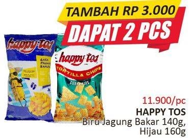 Promo Harga HAPPY TOS Tortilla Chips Biru, Jagung Bakar, Hijau 140 gr - Alfamidi