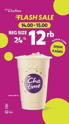 Promo Chatime Hanya 1 jam di hari Senin - Kamis. Chatime Milk Tea. Jam 14.00 - 15.00