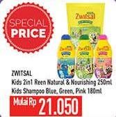 Promo Harga ZWITSAL Kids 2 in 1 Natural & Nourishing 250ml / Shampoo Blue, Green, Pink 180ml  - Hypermart