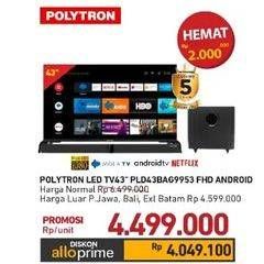 Promo Harga Polytron PLD 43BAG9953 | Smart Cinemax Soundbar LED TV 43"  - Carrefour