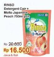 Promo Harga RINSO Anti Noda + Molto Liquid Detergent Japanese Peach 750 ml - Indomaret