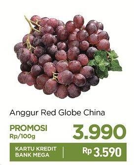 Promo Harga Anggur Red Globe Cina per 100 gr - Carrefour