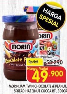 Promo Harga Morin Jam Chocolate Peanut Twin, Hazelnut Spread With Cocoa 300 gr - Superindo