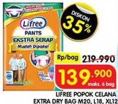 Promo Harga Lifree Popok Celana Ekstra Serap L16, M20, XL12 12 pcs - Superindo