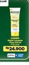Promo Harga Garnier Bright Complete Face Wash 100 ml - Indomaret