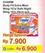 Promo Harga CHARM Body Fit Maxi Wing / Safe Night 10s  - Indomaret